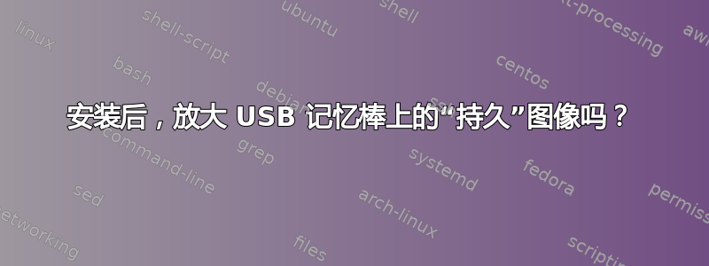 安装后，放大 USB 记忆棒上的“持久”图像吗？