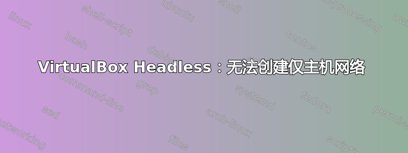 VirtualBox Headless：无法创建仅主机网络