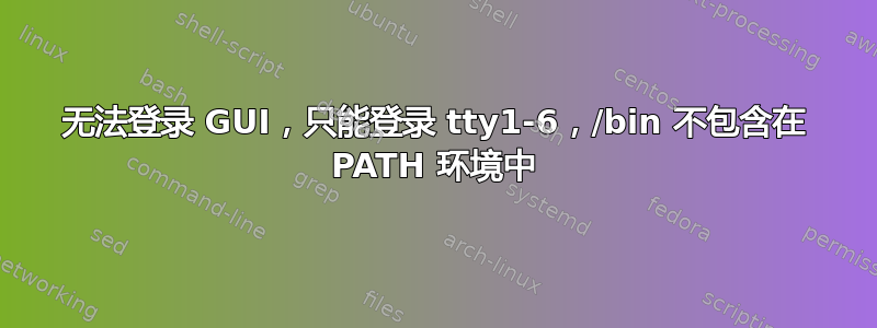 无法登录 GUI，只能登录 tty1-6，/bin 不包含在 PATH 环境中