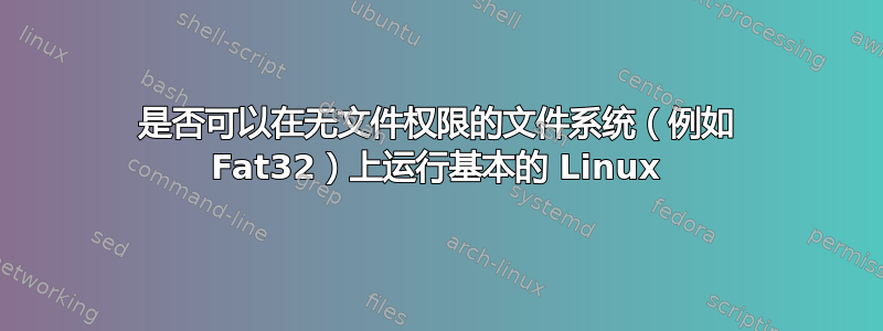 是否可以在无文件权限的文件系统（例如 Fat32）上运行基本的 Linux