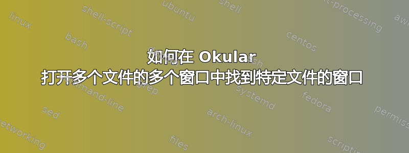 如何在 Okular 打开多个文件的多个窗口中找到特定文件的窗口