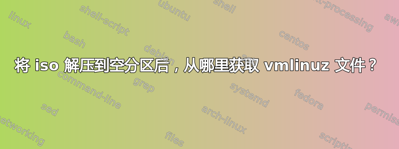 将 iso 解压到空分区后，从哪里获取 vmlinuz 文件？