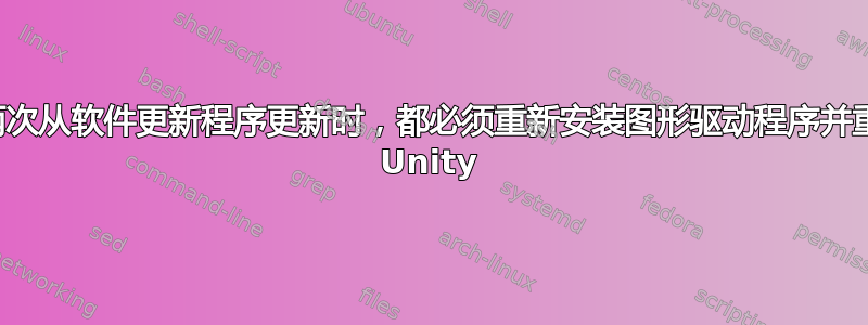 我最近两次从软件更新程序更新时，都必须重新安装图形驱动程序并重新启动 Unity