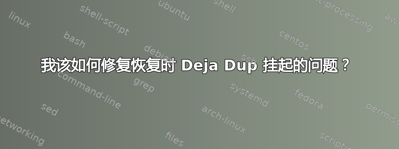 我该如何修复恢复时 Deja Dup 挂起的问题？