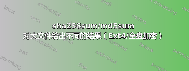 sha256sum/md5sum 对大文件给出不同的结果（Ext4/全盘加密）