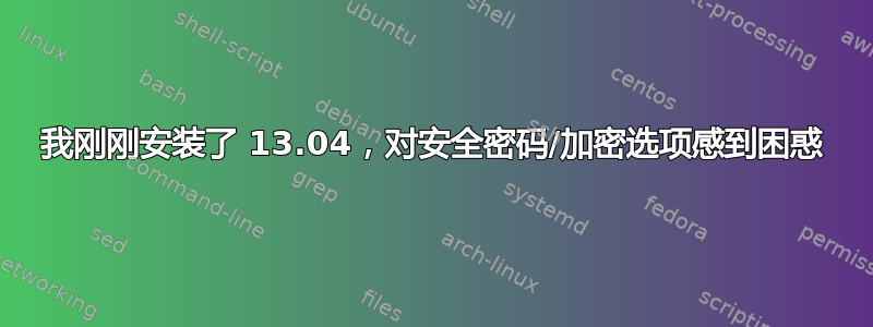 我刚刚安装了 13.04，对安全密码/加密选项感到困惑