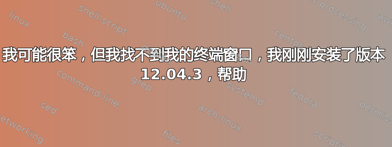 我可能很笨，但我找不到我的终端窗口，我刚刚安装了版本 12.04.3，帮助