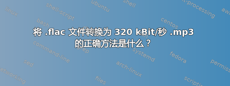 将 .flac 文件转换为 320 kBit/秒 .mp3 的正确方法是什么？