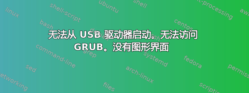 无法从 USB 驱动器启动。无法访问 GRUB。没有图形界面 