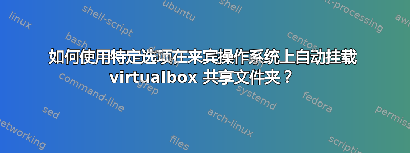 如何使用特定选项在来宾操作系统上自动挂载 virtualbox 共享文件夹？