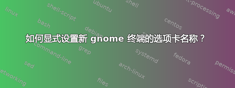 如何显式设置新 gnome 终端的选项卡名称？