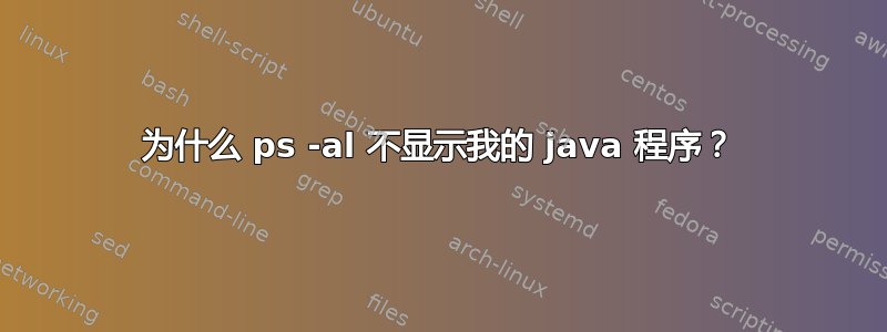 为什么 ps -al 不显示我的 java 程序？