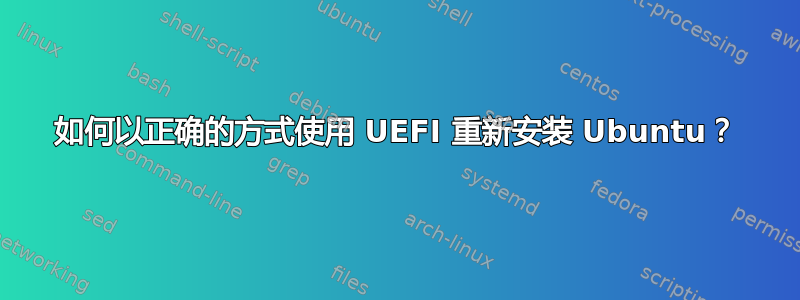 如何以正确的方式使用 UEFI 重新安装 Ubuntu？