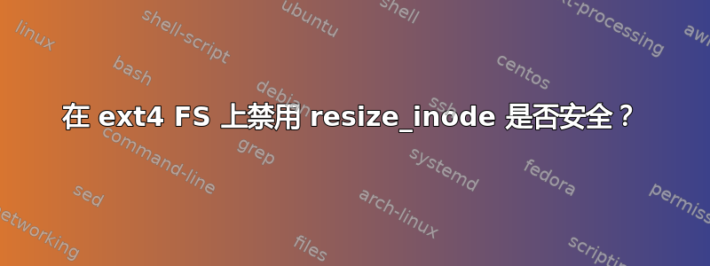 在 ext4 FS 上禁用 resize_inode 是否安全？