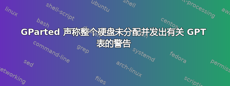 GParted 声称整个硬盘未分配并发出有关 GPT 表的警告