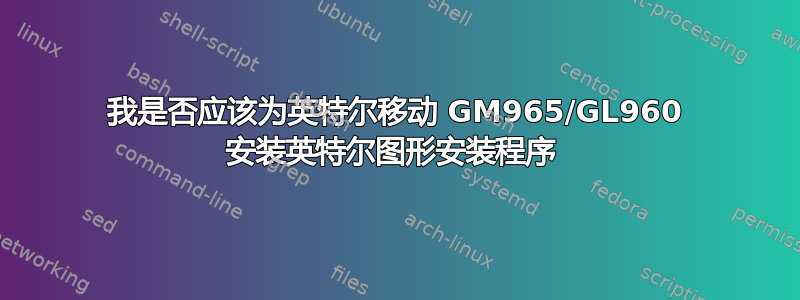 我是否应该为英特尔移动 GM965/GL960 安装英特尔图形安装程序 