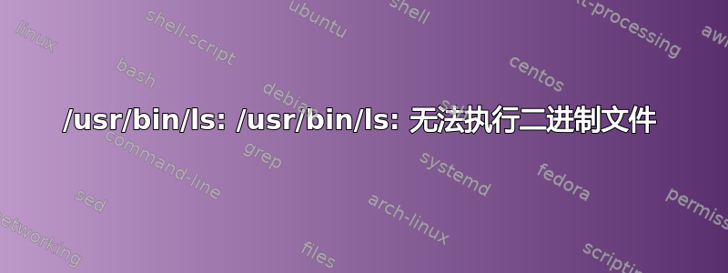 /usr/bin/ls: /usr/bin/ls: 无法执行二进制文件