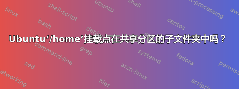 Ubuntu‘/home’挂载点在共享分区的子文件夹中吗？