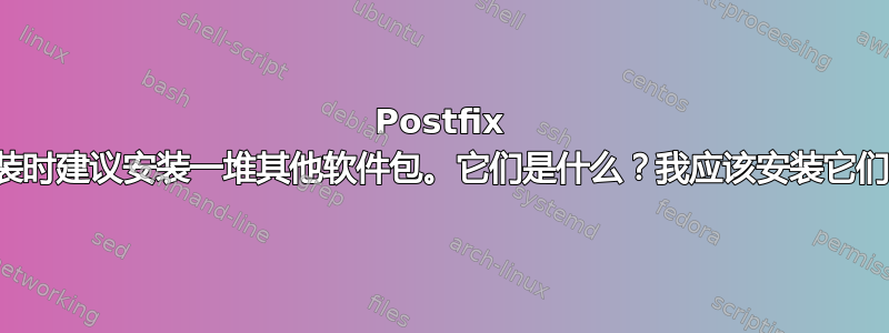 Postfix 在安装时建议安装一堆其他软件包。它们是什么？我应该安装它们吗？