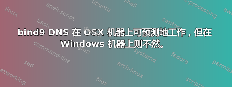 bind9 DNS 在 OSX 机器上可预测地工作，但在 Windows 机器上则不然。