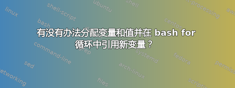 有没有办法分配变量和值并在 bash for 循环中引用新变量？ 