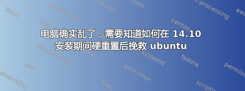 电脑确实乱了，需要知道如何在 14.10 安装期间硬重置后挽救 ubuntu