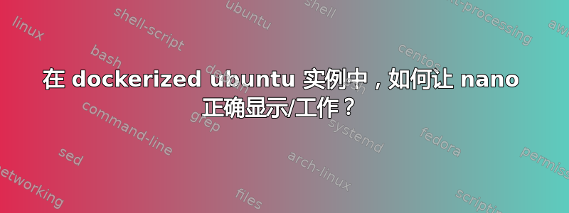 在 dockerized ubuntu 实例中，如何让 nano 正确显示/工作？