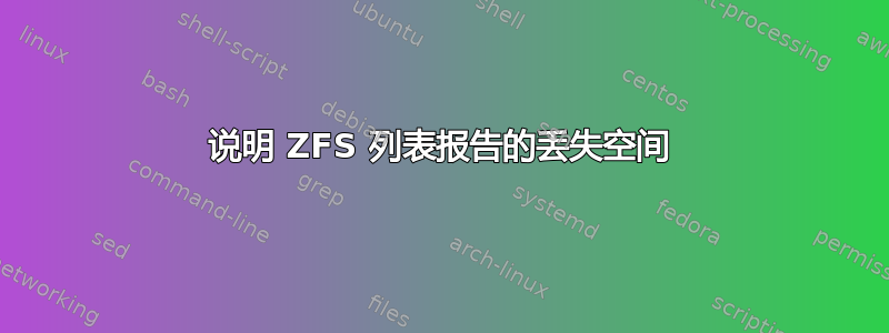 说明 ZFS 列表报告的丢失空间