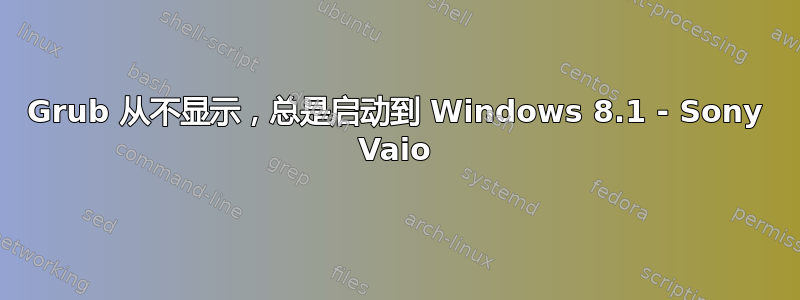 Grub 从不显示，总是启动到 Windows 8.1 - Sony Vaio