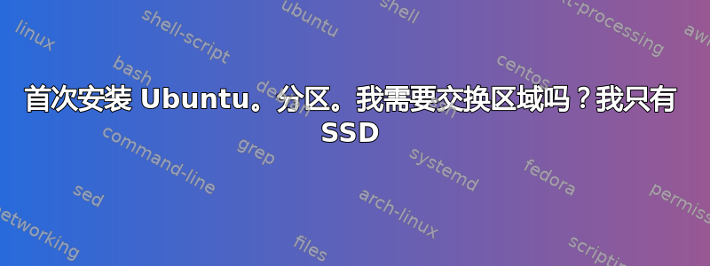 首次安装 Ubuntu。分区。我需要交换区域吗？我只有 SSD