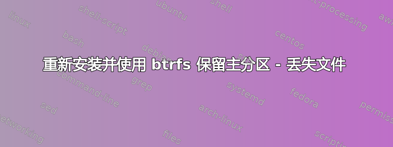 重新安装并使用 btrfs 保留主分区 - 丢失文件