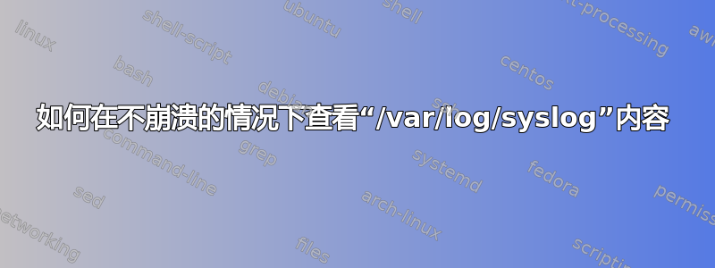 如何在不崩溃的情况下查看“/var/log/syslog”内容