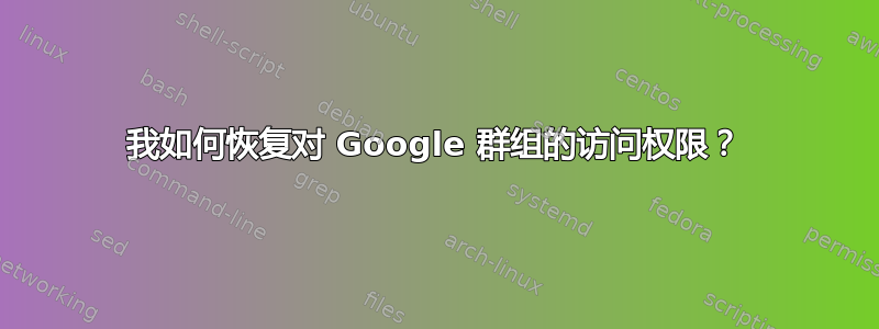 我如何恢复对 Google 群组的访问权限？