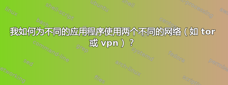 我如何为不同的应用程序使用两个不同的网络（如 tor 或 vpn）？