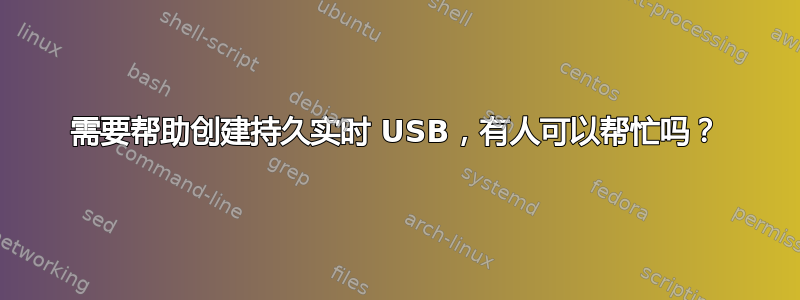 需要帮助创建持久实时 USB，有人可以帮忙吗？