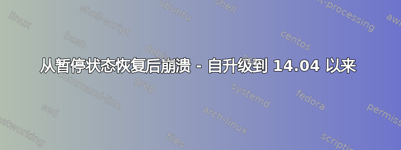 从暂停状态恢复后崩溃 - 自升级到 14.04 以来