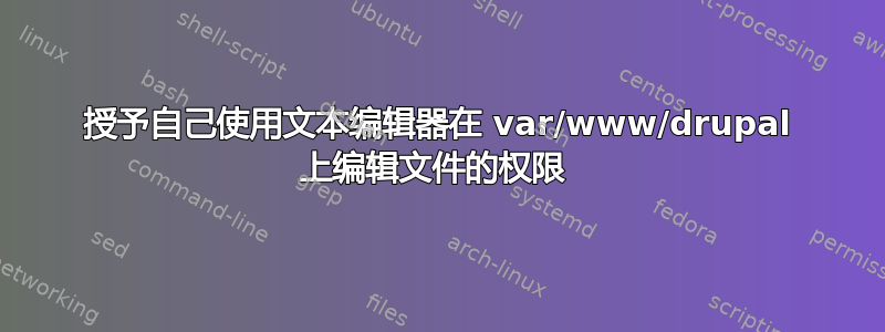 授予自己使用文本编辑器在 var/www/drupal 上编辑文件的权限 