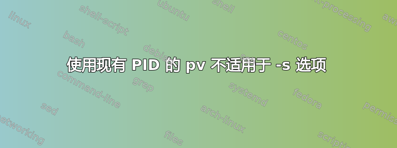 使用现有 PID 的 pv 不适用于 -s 选项