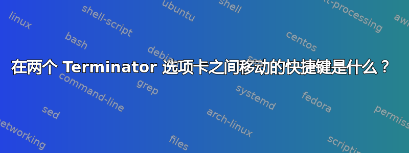 在两个 Terminator 选项卡之间移动的快捷键是什么？