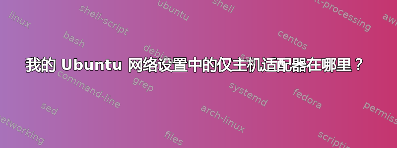 我的 Ubuntu 网络设置中的仅主机适配器在哪里？