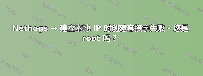 Nethogs → 建立本地 IP 时创建套接字失败 - 您是 root 吗？