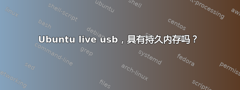 Ubuntu live usb，具有持久内存吗？