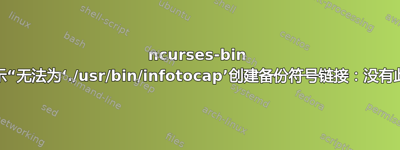 ncurses-bin 安装失败，显示“无法为‘./usr/bin/infotocap’创建备份符号链接：没有此文件或目录”