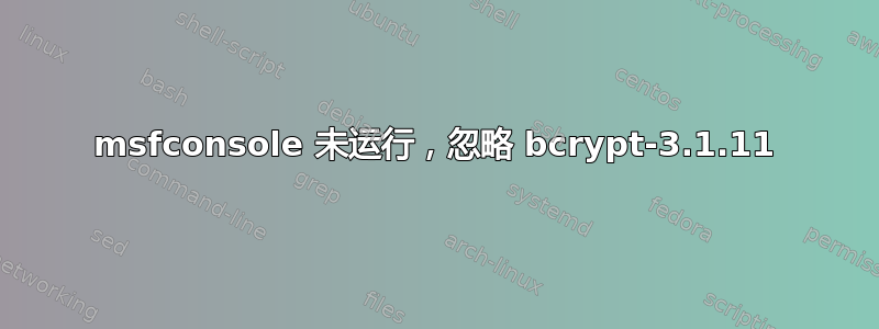 msfconsole 未运行，忽略 bcrypt-3.1.11