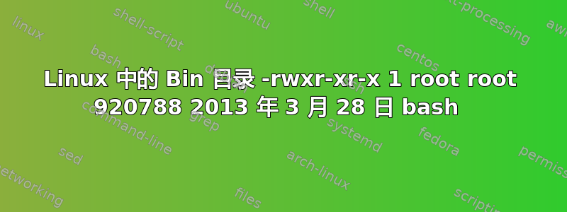 Linux 中的 Bin 目录 -rwxr-xr-x 1 root root 920788 2013 年 3 月 28 日 bash 