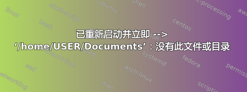 已重新启动并立即 --> ‘/home/USER/Documents’：没有此文件或目录