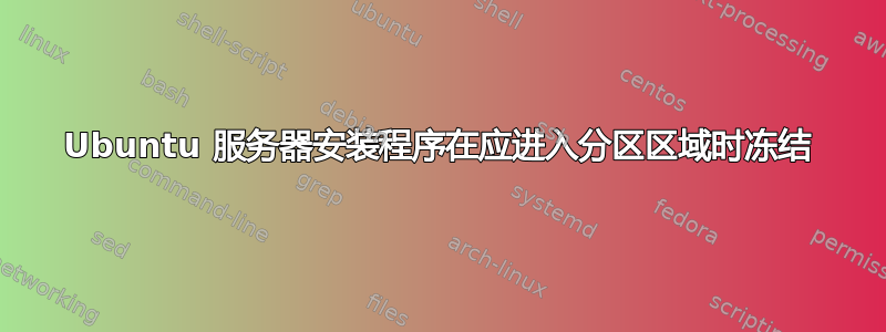 Ubuntu 服务器安装程序在应进入分区区域时冻结