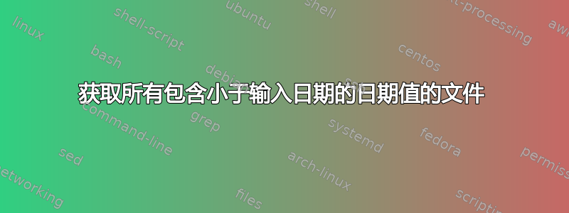 获取所有包含小于输入日期的日期值的文件