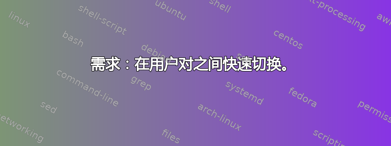 需求：在用户对之间快速切换。