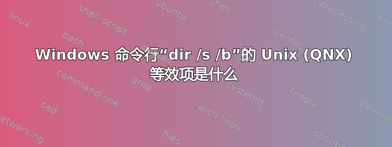 Windows 命令行“dir /s /b”的 Unix (QNX) 等效项是什么